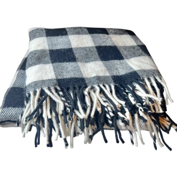 Farihault Woolen Mill Co. 100% Virgin Wool Checkered Plaid Throw Blanket 62"x54" - Picture 1 of 6